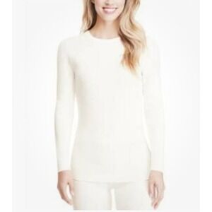 Small Cuddl Duds Women's Softwear with Stretch Long Sleeve Crew Neck Top Ivory